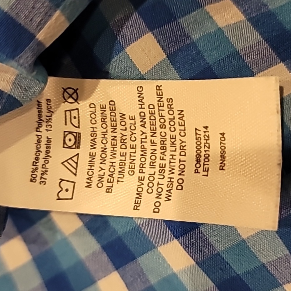 Lands' End Plaid Regular Fit Shirt Blue Teal White 18-18.5 34-351 - Picture 10 of 10